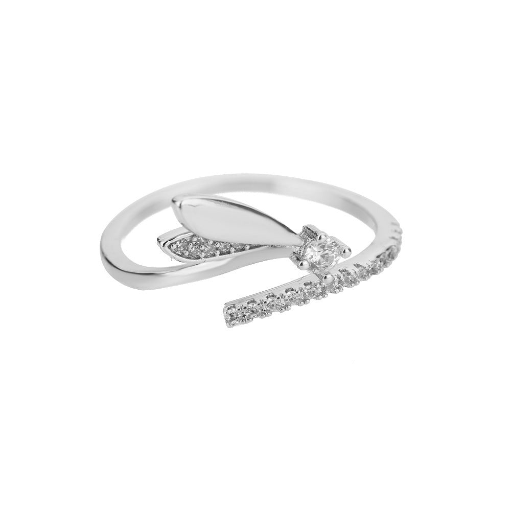 Women Copper Index Finger Ring Adjustable Opening Electroplated Gold Or Silver Fashion Jewelry Elegant Daily Wear