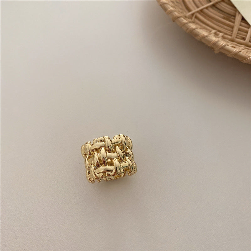 Womens Pearl Cross Ring Adjustable Gold Plated Copper Vintage Fashion Jewelry Quality Durable Versatile Vintage