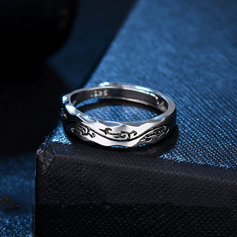 Mens 925 Sterling Silver Domineering Dragon Pattern Ring Vintage Adjustable Size Fashion Jewelry Classic Style Ring