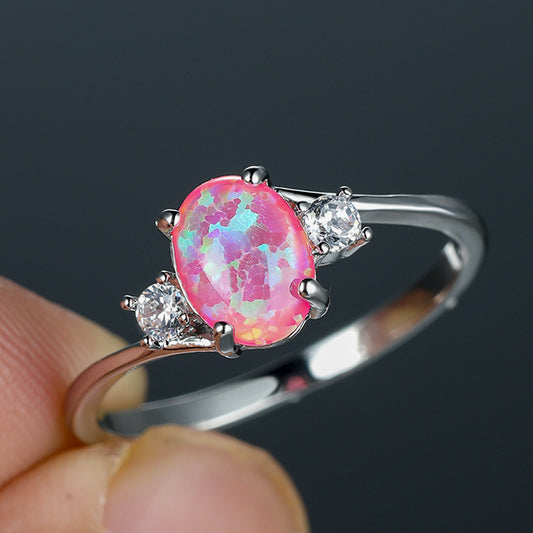 Womens Ring Copper Opal Diamond Accent Geometric Design Electroplated Fashion Jewelry Sparkle Opal Colors Glow