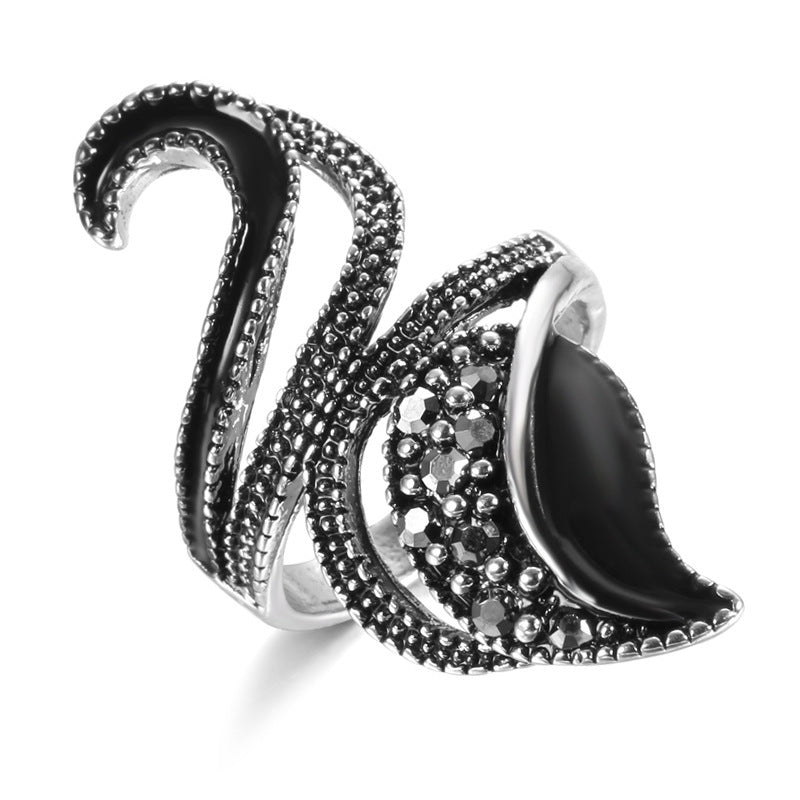 Womens Alloy Leaf Feather Ring Simple Fashion Jewelry Gift