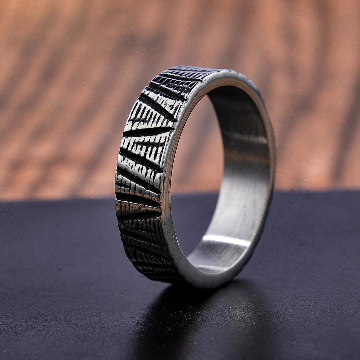 Titanium Steel Textured Ring For Unisex Wear With Modern Style And Sturdy Finish Ideal Everyday Accessory Gift