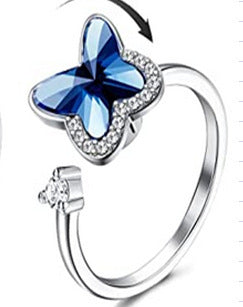 Spinner Ring For Women Flower Bee Elegant Adjustable Stress Release Accessory Gothic Jewelry Trendy Ideal Gift