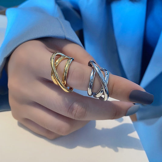 Unisex Adjustable Silver Plated Braiding Geometric Knuckle Ring Fashion Jewelry Gift For Size Adjustable Start