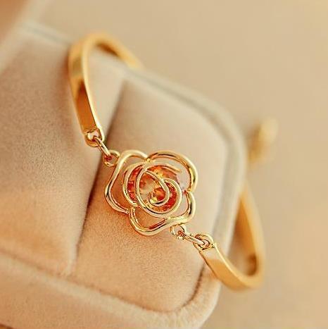 Rose Gold Bracelet With Diamond Inlay Jewelry For Women