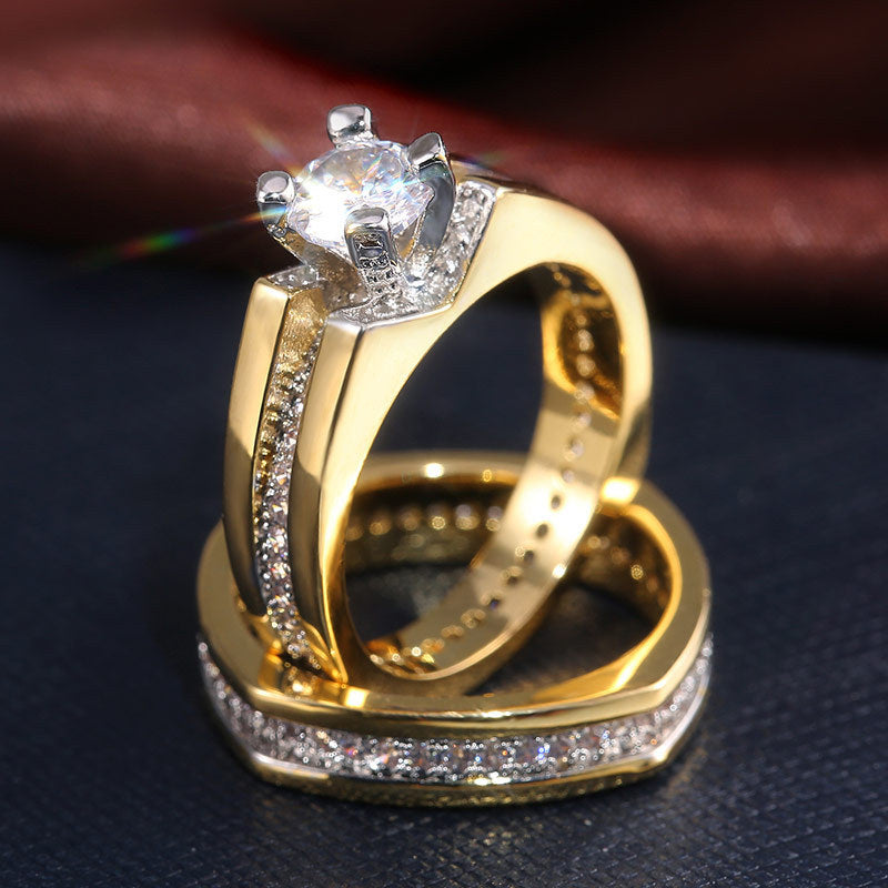 Gold Plated Zircon Inlay Ring for Women Geometric Copper Base Dainty Stackable Fashion Jewelry Anniversary Gift