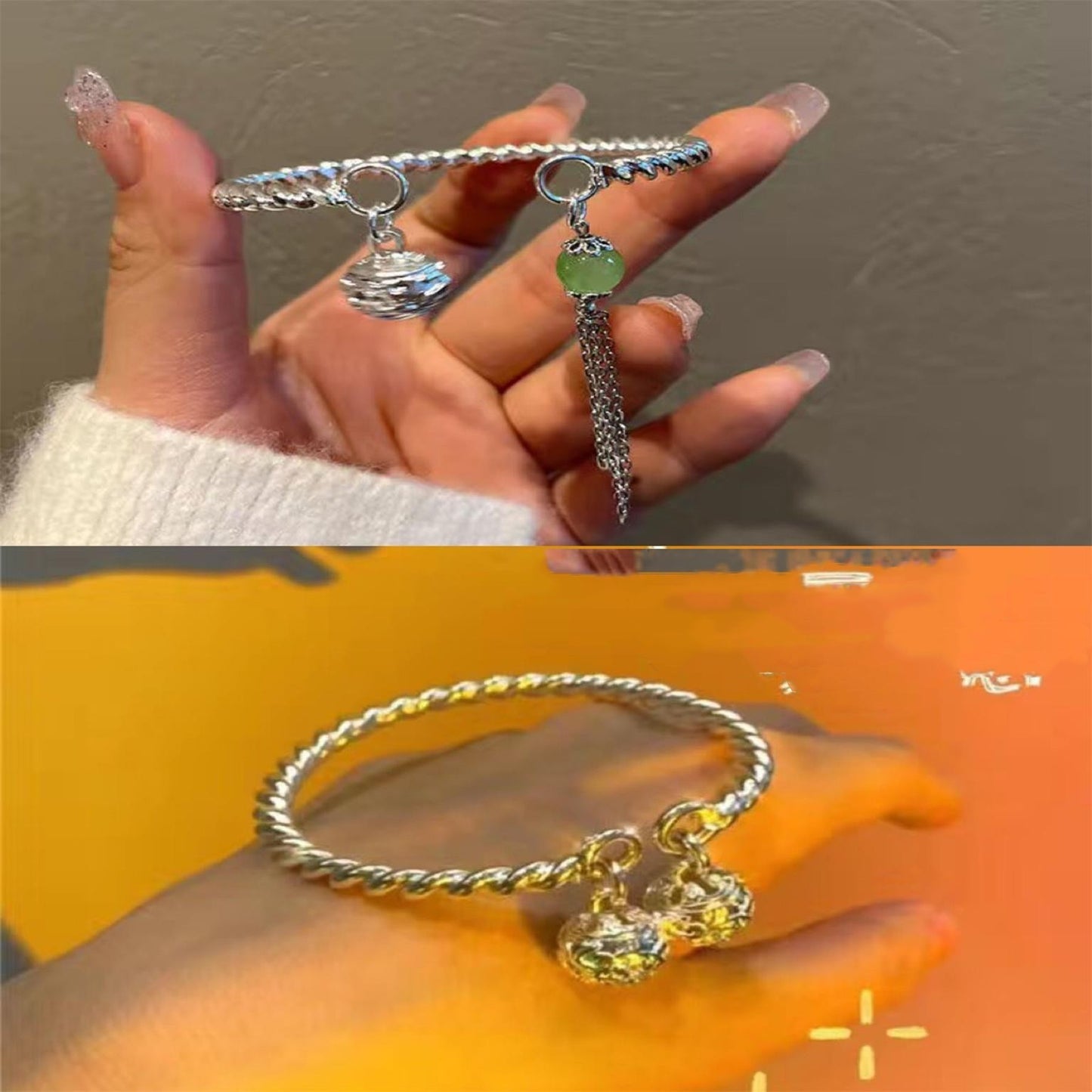 Womens Geometric Bracelet With Round Beads Bell Tassel Ornament Charm Antique Alloy Jewelry And Girls Bracelet