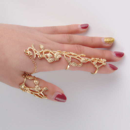 Leaf Ring Adjustable Alloy Thumb Ring Geometric Design European American Style Gold Silver Finish Electroplated Size 8