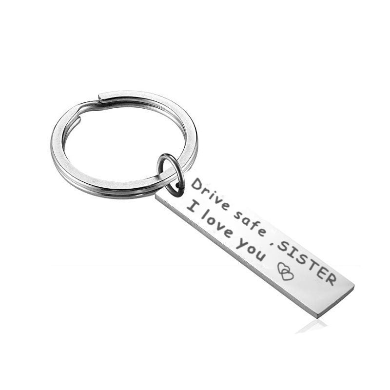 Stainless Steel Keychain For Grandpa Grandma Dad Mom Aunt Brother Or Sister Laser Engraved Automobile Ornament