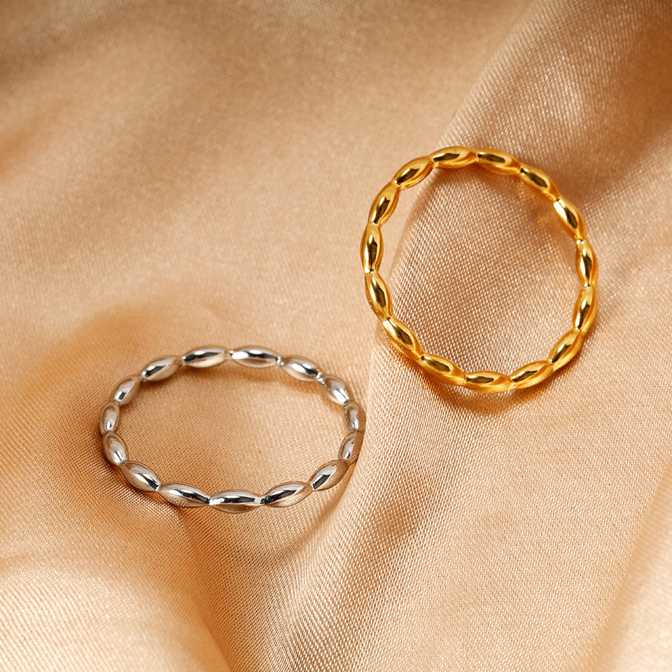 Geometric Ring Titanium Steel Band Electroplated Gold Finish Simple Jewelry Durable Everyday Ring Gift For Her Fashion