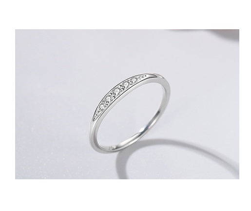 Womens Ring Diamond Studded Thin Band Ring Small Ring Versatile Ring Fashion Ring Silver Ring Womens Jewelry Gift for Her