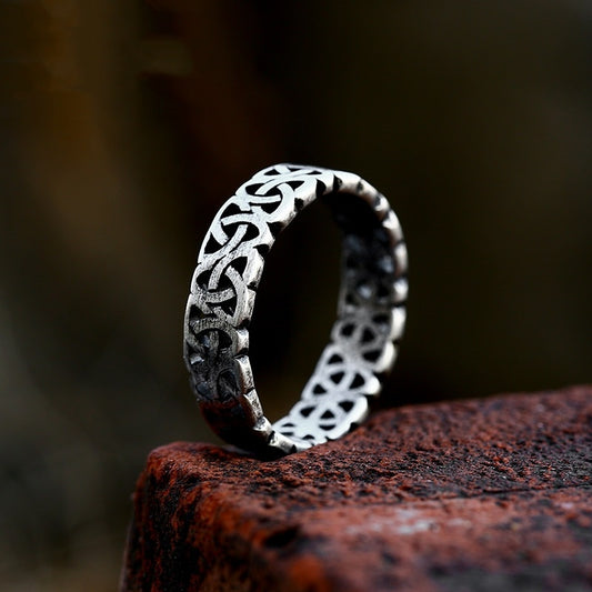 Mens Titanium Steel Ring Retro Viking Band Norse Jewelry Ancient Design Statement Ring Biker Ring For Men Gift