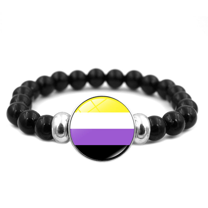 Unisex Beaded Resin Bracelet Flower Design European American Style For Men Women Elegant Resin Beads Accessory