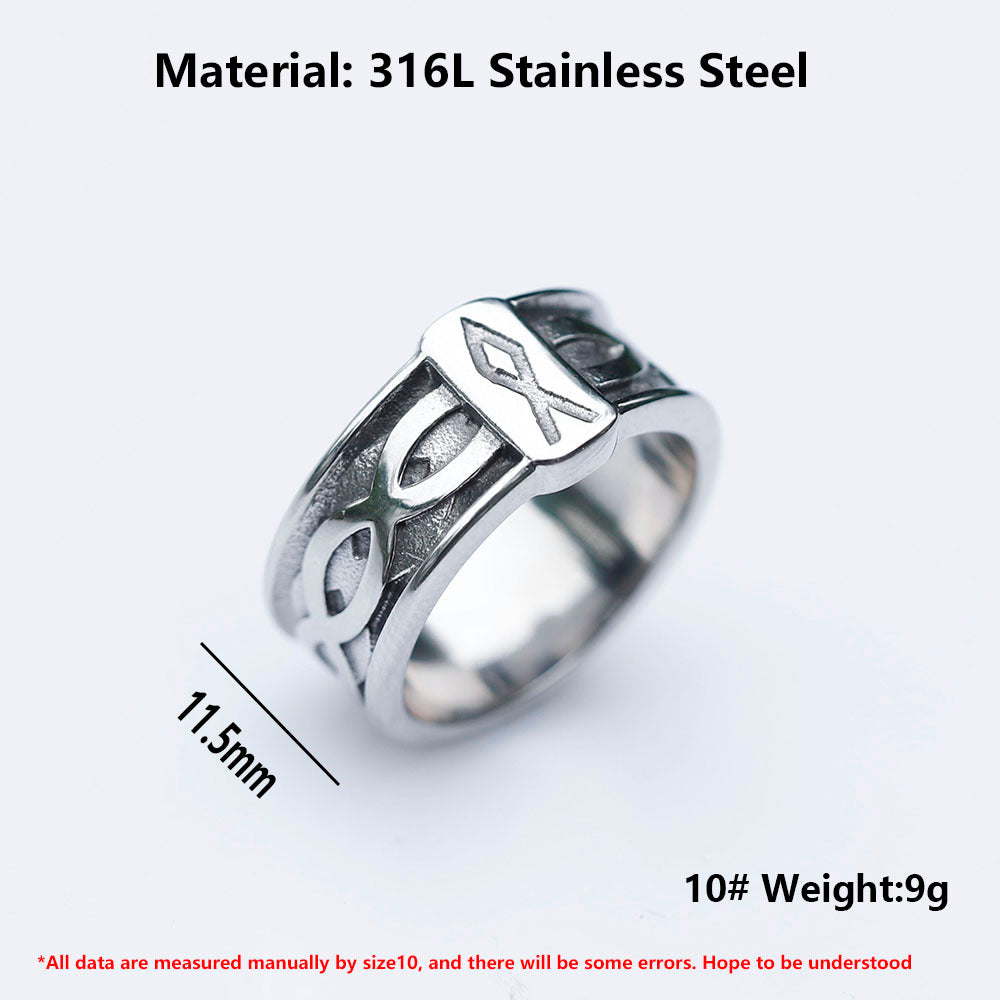 Vintage Viking Alphabet Titanium Steel Rings For Men Geometric Silver Unisex Jewelry Sizes USA 8 9 10 11 12 13