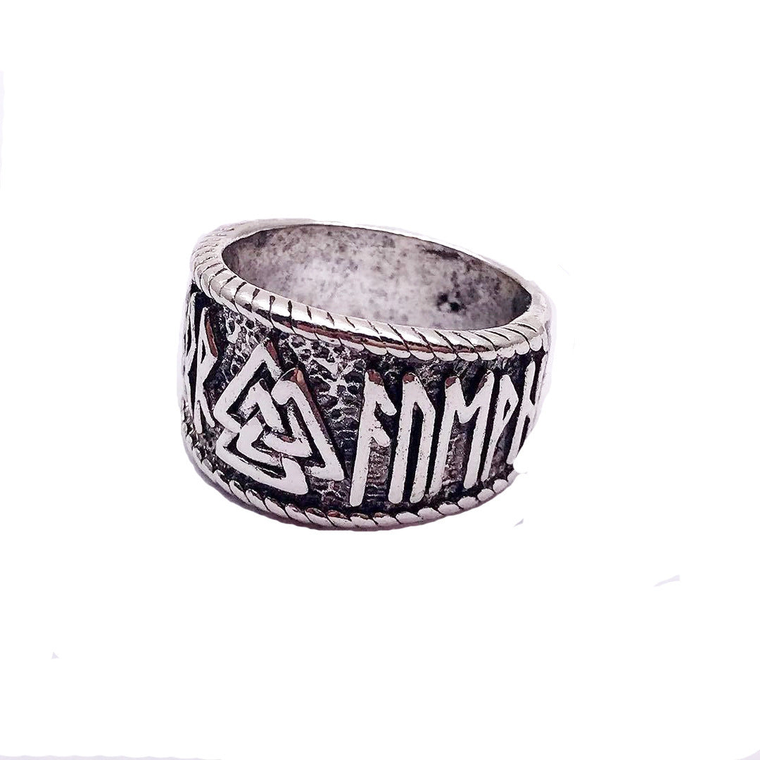 Rune Myth Mens Fashion Ring Alloy Ancient Silver Wedding Gift European American Style Letters Numbers Text