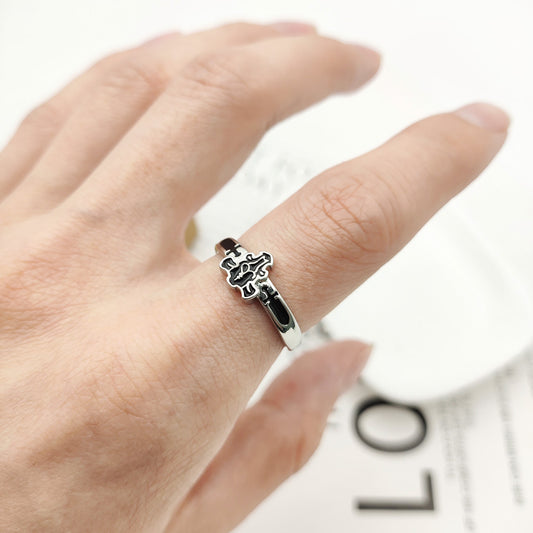 Unisex Adjustable Alloy Ring Cartoon Character Parthenocissus Grass Style Trendy Accessory Daily Fashion Style