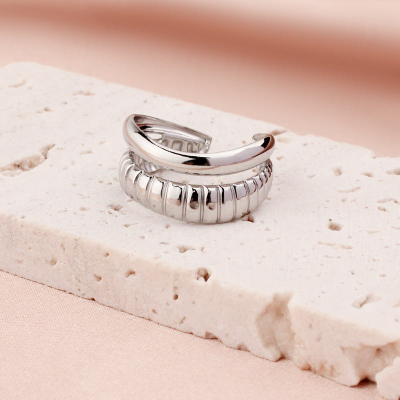 Titanium Steel Adjustable Openwork Ring Vintage Palace Style Geometric Ring For Women Fashion Jewelry Style Edition