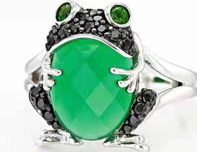 Unisex Green Zircon Frog Ring Star Shaped Alloy Jewelry Gift Fashion Accessory Animal Lover Gift Idea Elegant Design