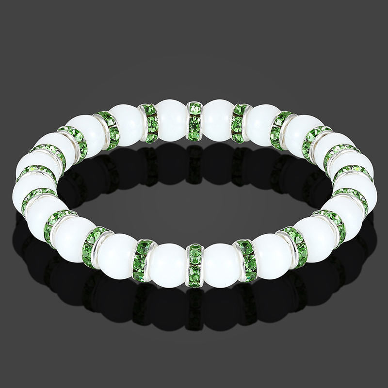 Unisex Beaded Bracelet 8mm Imitation Jade Glass Glaze Geometric Crystal Yoga Bracelet Accessory Everyday Style