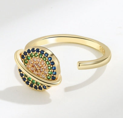 Womens Adjustable Sunflower Ring Copper Electroplated