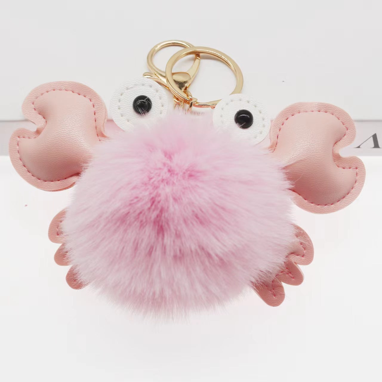 Crab Keychain Adorable Cartoon Crab Pendant Sewn Faux Leather Accessory Cute Crab Design Perfect Gift Great Gift