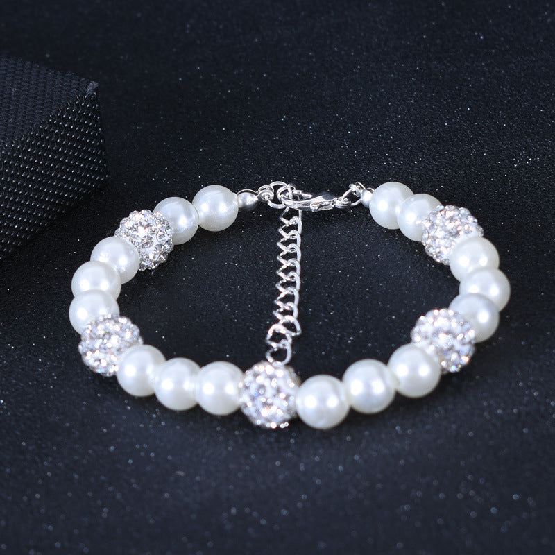 Womens Glass Pearl Pendant Bracelet Elegant Alloy European Style Jewelry Gift For Anniversary Celebration Travel