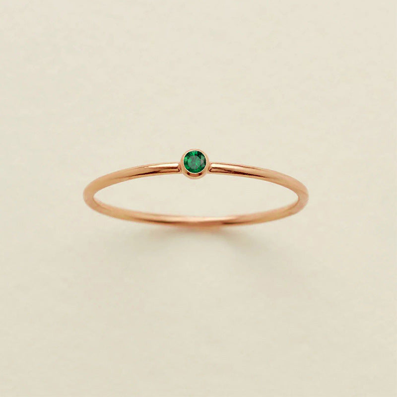 Stainless Steel Geometric Ring With Diamond Accents And Colorful Simulated Birthstone Anniversary Ring For Women Girls