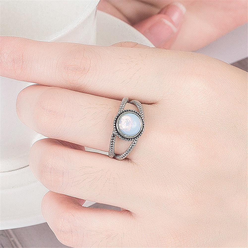 Womens Fashion Ring Exaggerated Twisted Geometric Copper Moonstone Ring European Style Jewelry For Every Style