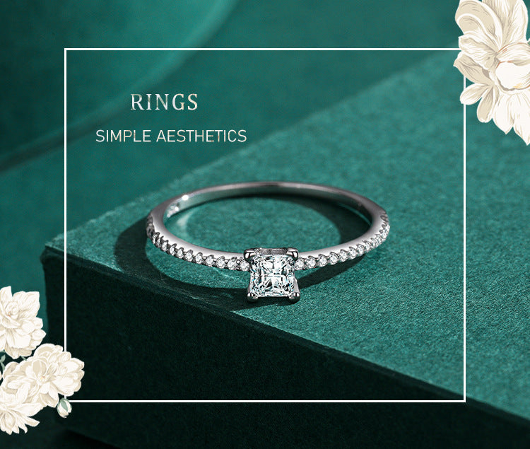 Womens Ring Sterling Silver 925 Micro Setting Gold Plated Artificial Gemstones Lightweight Jewelry Inlay Style