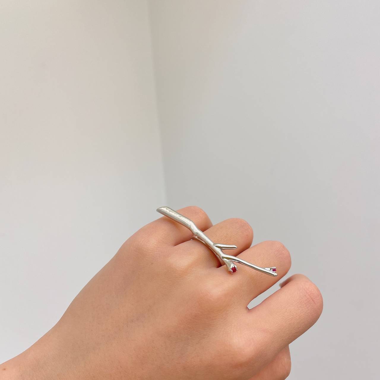 Womens Alloy Branch Ring With Geometric Metal Elements Electroplated Finish Korean Style Fashion Jewelry Trend