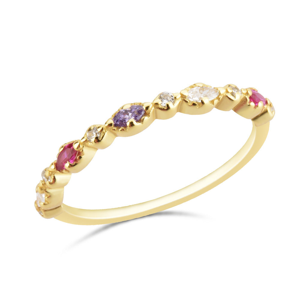 Geometric Zircon Ring 925 Sterling Silver 18K Gold Plated Fashion Jewelry for Women Everyday Modern Style Chic