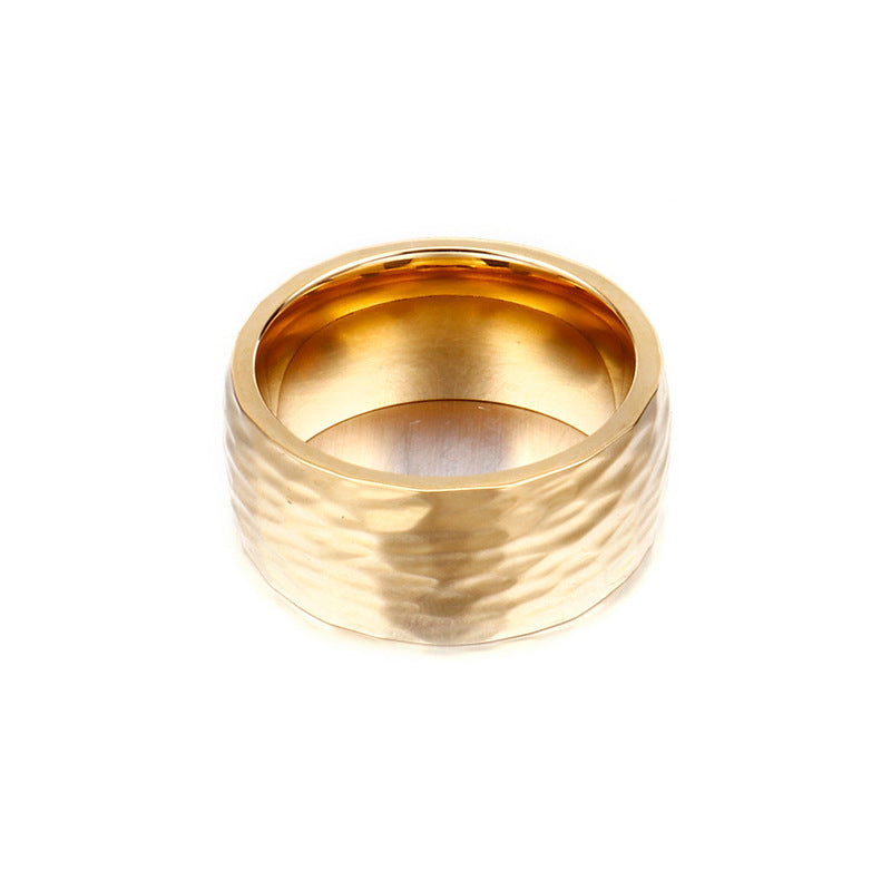 Stainless Steel Irregular Grain Ring in Gold Tone Electroplated Finish Sizes 6 to 12 Stylish Unisex Ring Today