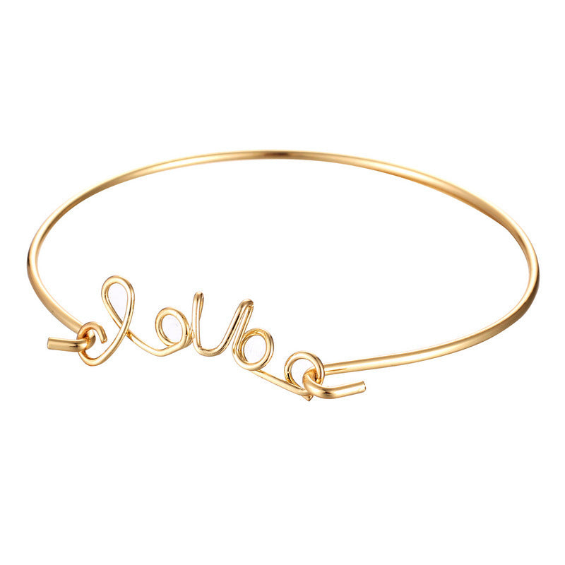 Womens Bracelet Set Of 4 Fashion Alloy Bracelets With Triangle Knotted Love Letter Cactus Designs Electroplated