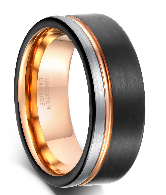 Mens Tungsten Ring Three Color Domineering Band European