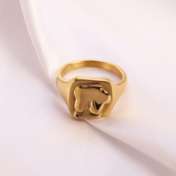 Hot Human Chest 18K Gold Plated Stainless Steel Ring