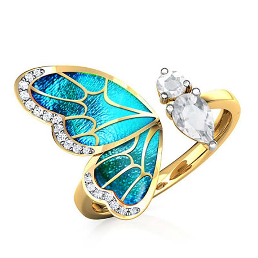 Adjustable Butterfly Ring For Women Jewelry Zodiac Gift