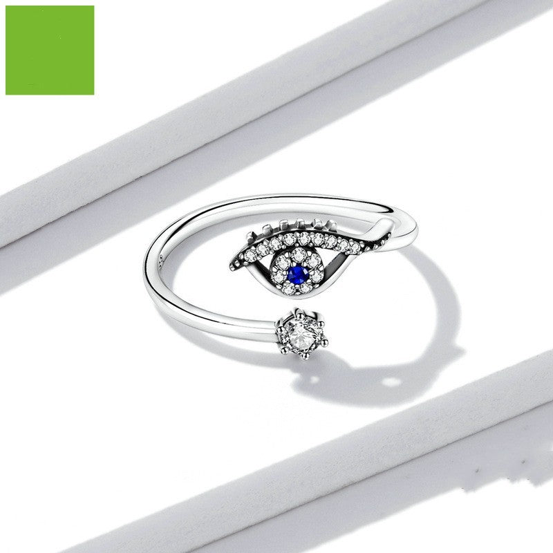 925 Sterling Silver Ring With Diamond Eye Design For Women Gift Jewelry Fashion Accessory Elegant Shine Finish