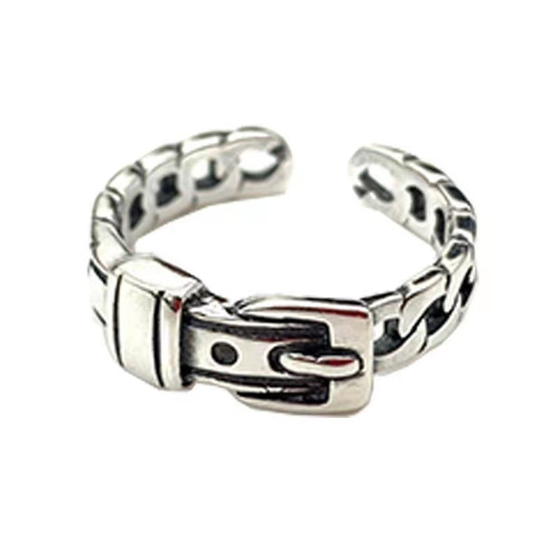 Unisex Adjustable Open Mouth Ring Belt Ring Geometry Alloy Ins Style Retro Distressed Jewelry Everyday Casual Wear