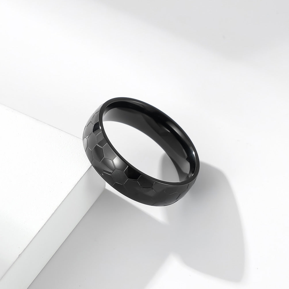 Titanium Steel Ring Ornament Unisex Football Theme Jewelry