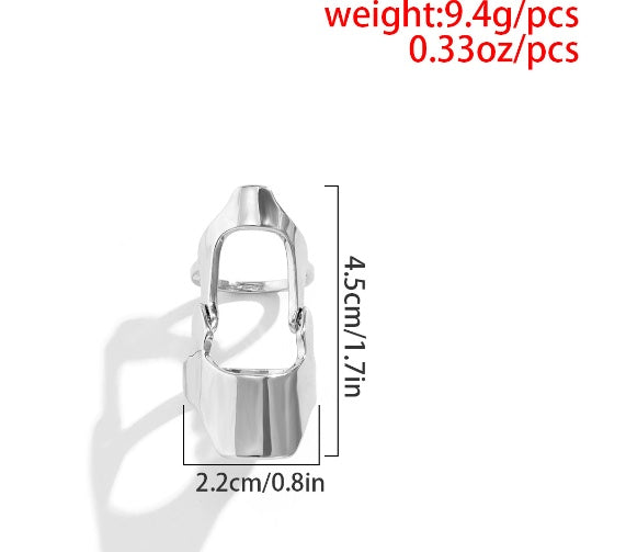 Womens Geometric Ring Hollow Alloy Electroplated Ellipse Trendy Ornament Hip Hop Ring For Daily And Party Wear