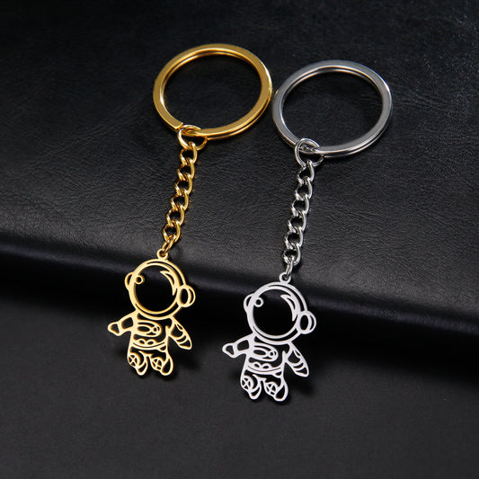 Spaceman Pendant Keychain Titanium Steel Key Ring for Keys