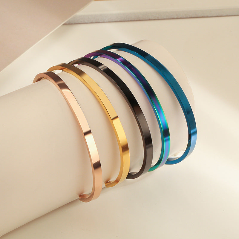 Women Titanium Steel Bracelet Natural Design With Electroplated Finish 4 Mm Wide Open Clasp Jewelry For Women