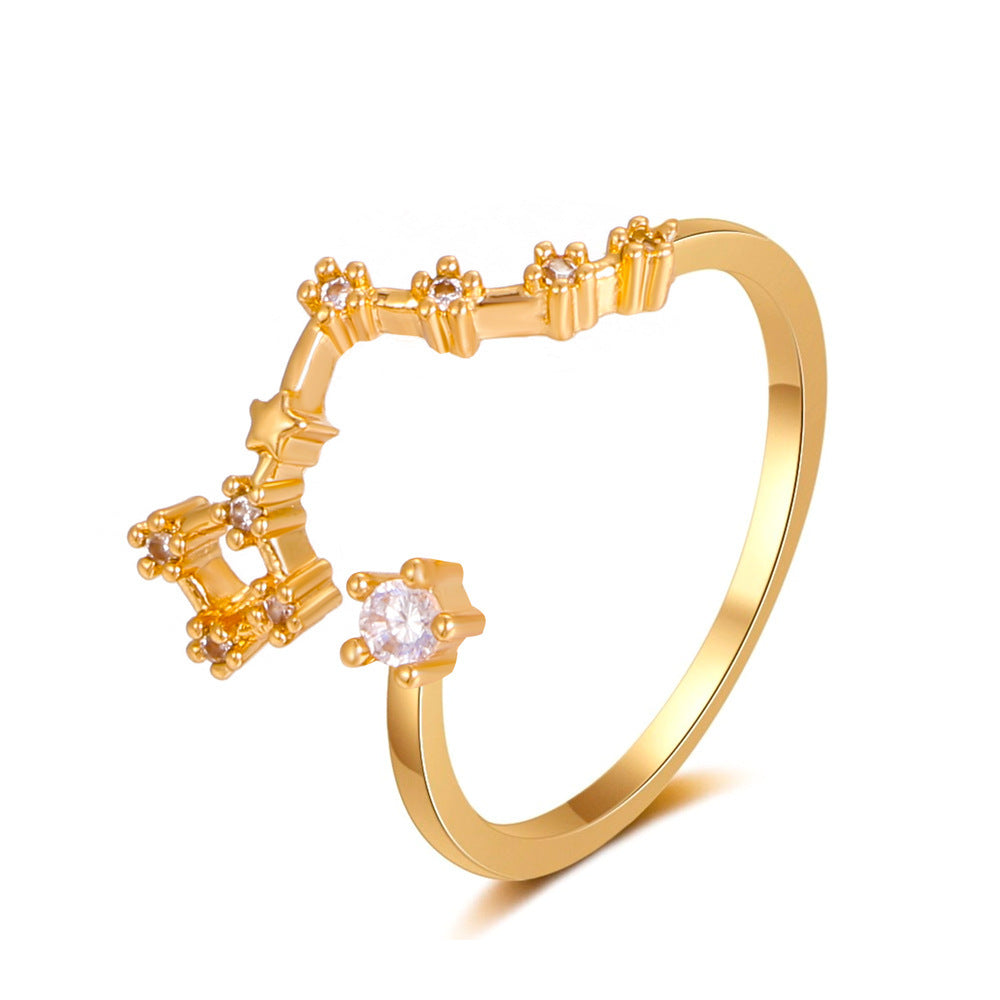 Copper Zircon Celestial Ring For Women Inlaid Constellation Astrology Jewelry Delicate Everyday Ring Gift Tips