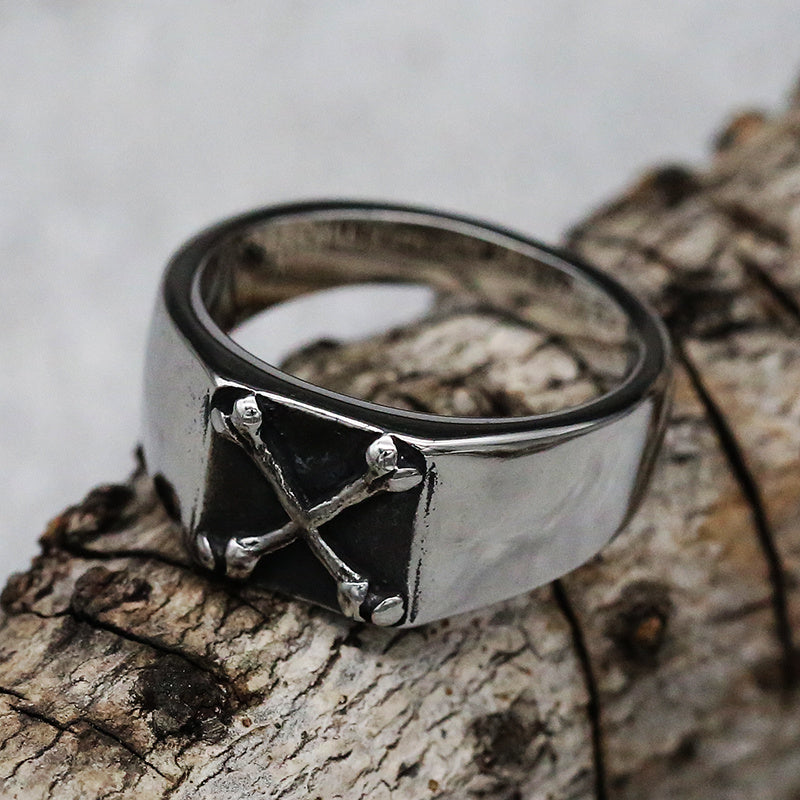 Stainless Steel Bone Design Mens Ring Titanium Steel Geometric Band Jewelry Unisex Modern Ring Accessory Style