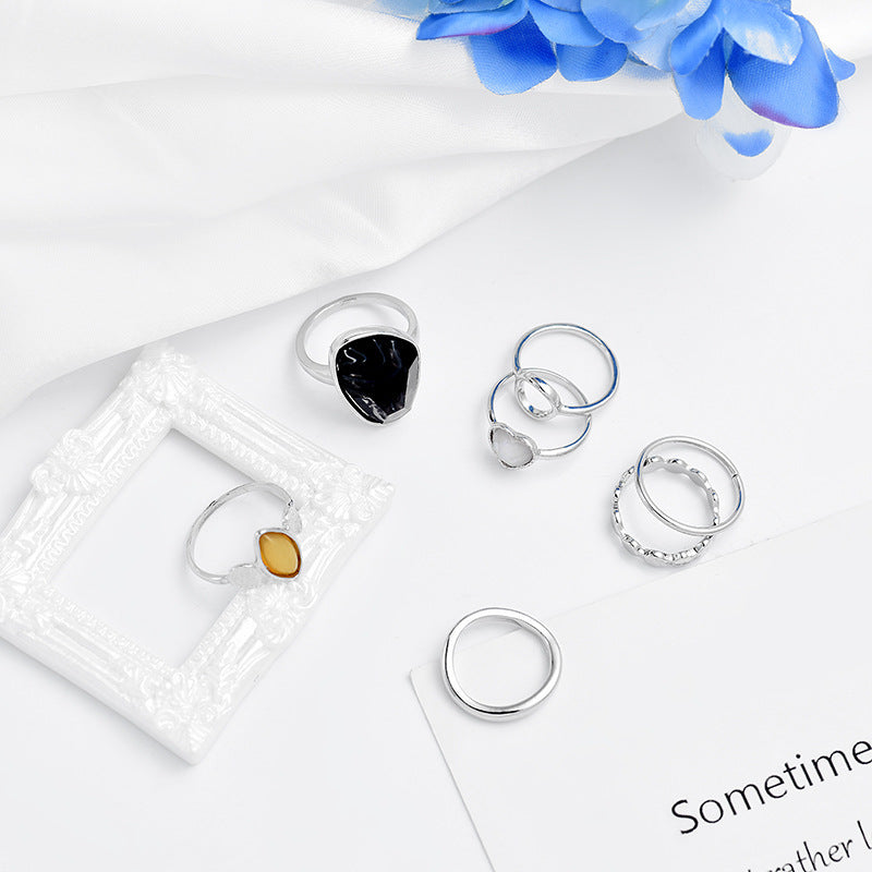 Geometric Ring Set For Women With Diamond Accent Small Round Design Alloy Fashion Jewelry Gold Tones And Shine