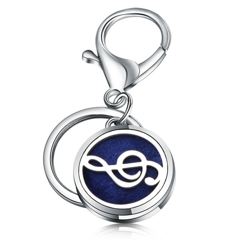 Essential Oil Diffuser Keychain Stainless Steel Aromatherapy Pendant 28mm Round Metal Perfume Key Ring Travel Ready