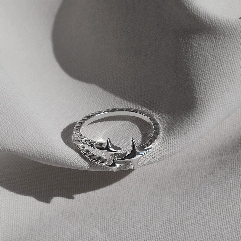 Womens Eight Pointed Star Ring Open Adjustable Alloy Electroplated Jewelry Fashion Accessory For Everyday Look