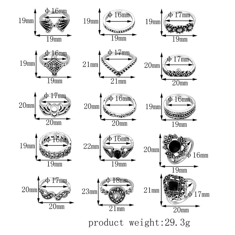 Geometric Flower Hollow Ring Electroplated Alloy European Style Fashion Statement Ring For Women Retro Design Trend