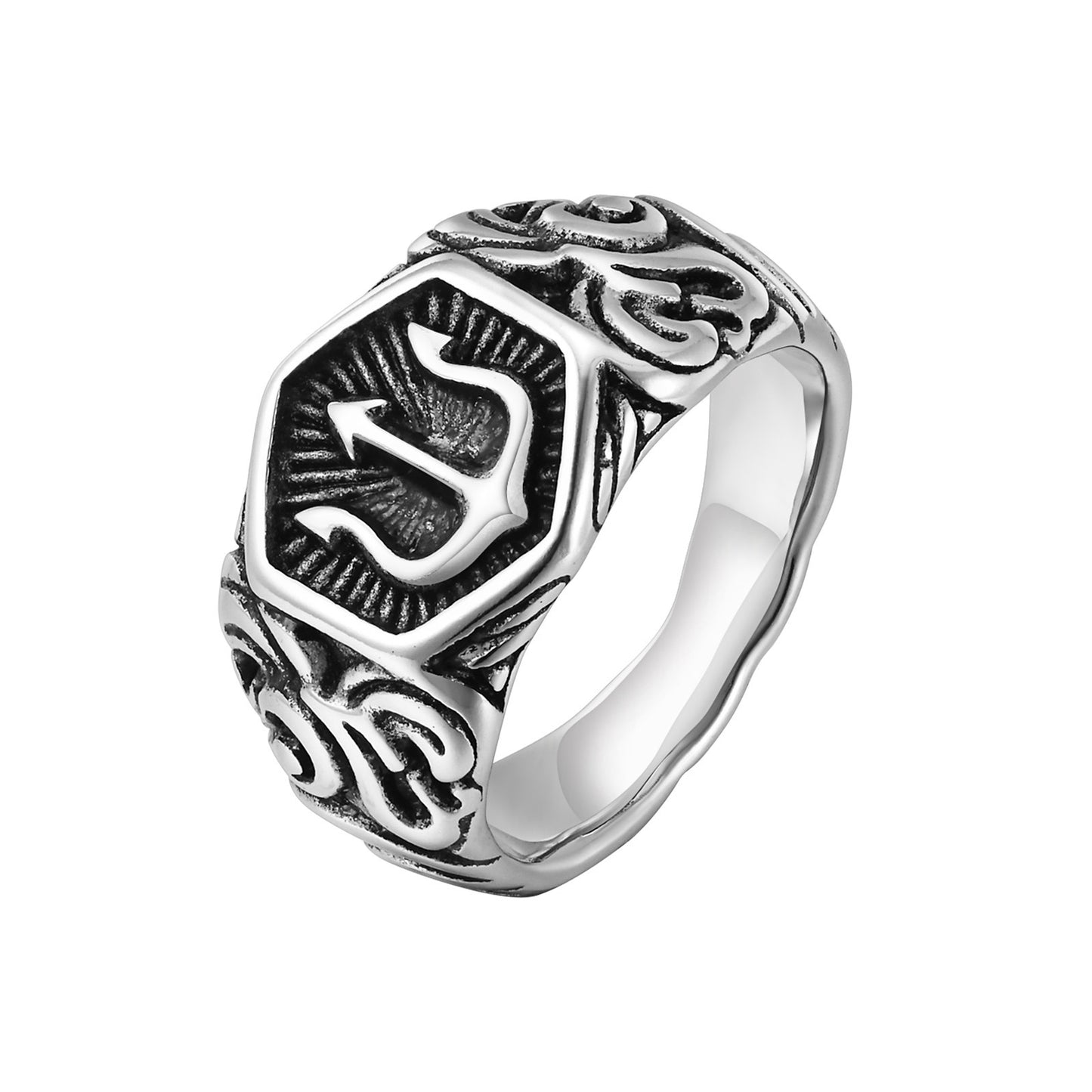 Stainless Steel Xiangyun Trident Ring for Men Sizes US 7 8 9 10 11 12 Fashion Jewelry Durable Everyday Wear Gift Ready