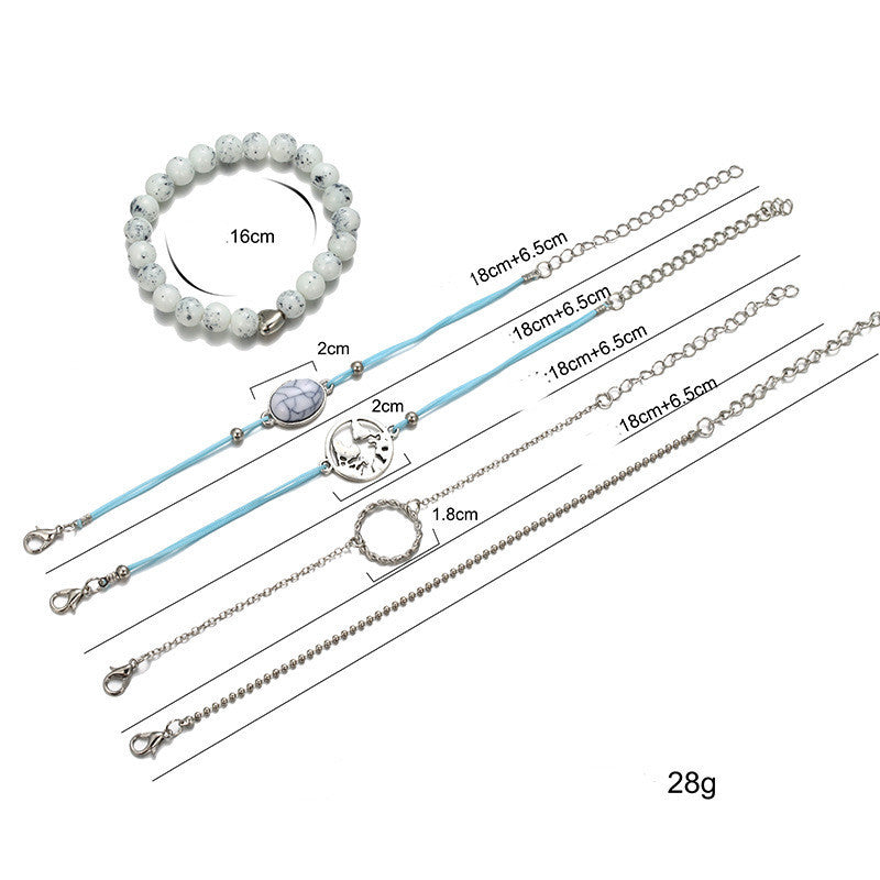 Womens Beaded Bracelet Set Alloy European And American Fashion Jewelry Love Bracelet Set Beaded Bracelets And Bangles